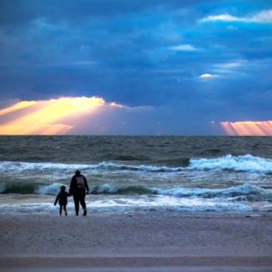 Dad and Child on Beach